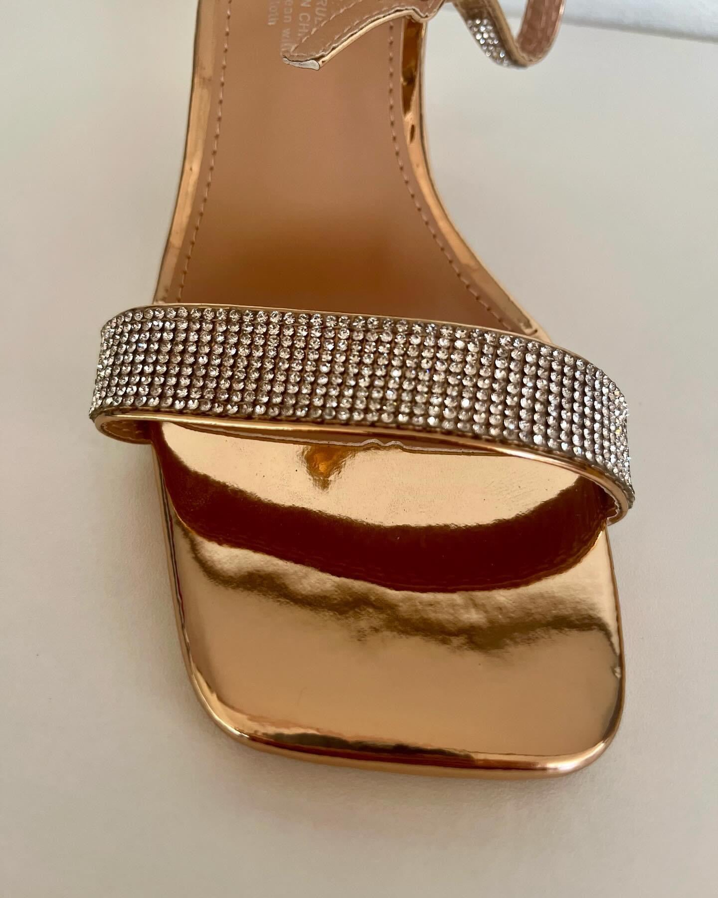 Rose gold block sandal