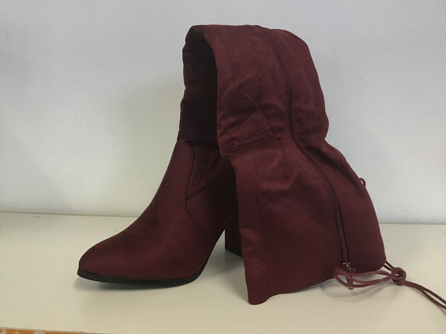 Maroon knee high boot