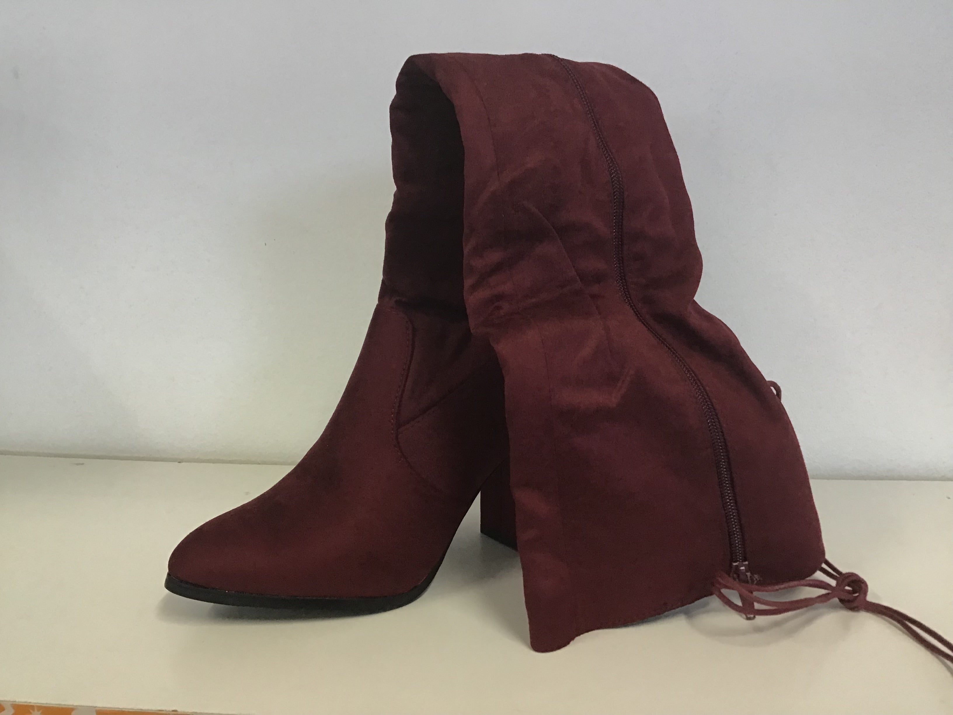 Maroon knee high boot