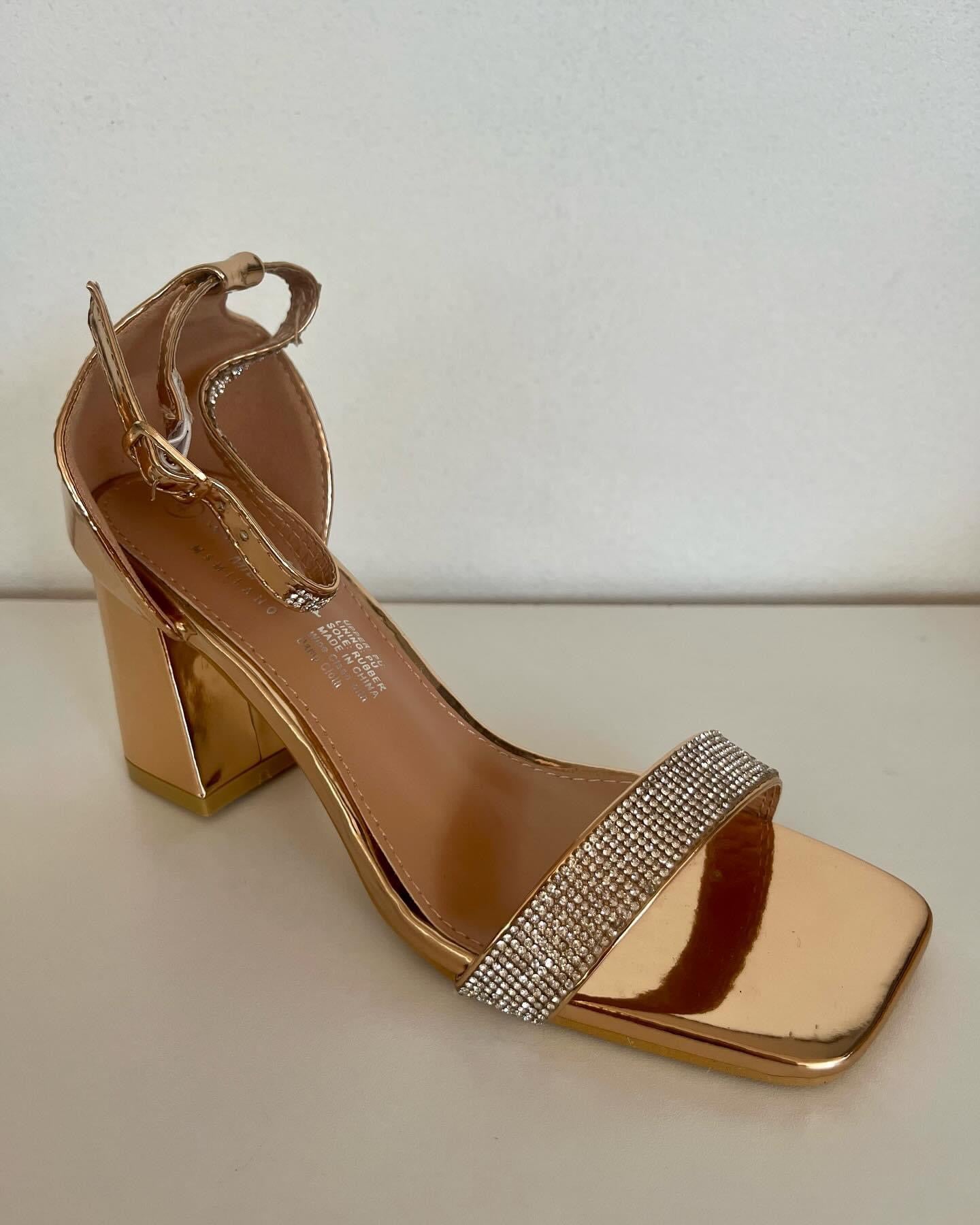 Rose gold block sandal