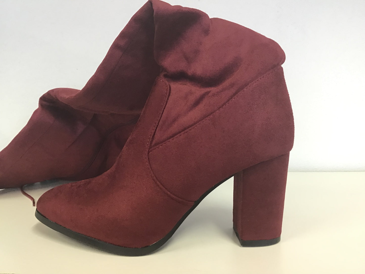 Maroon knee high boot