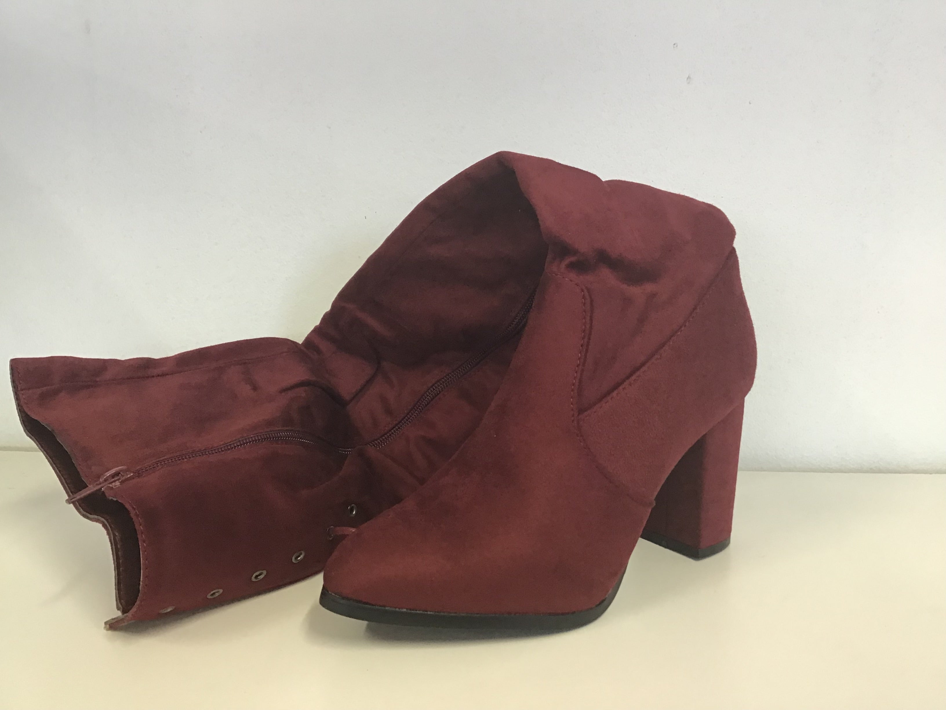 Maroon knee high boot