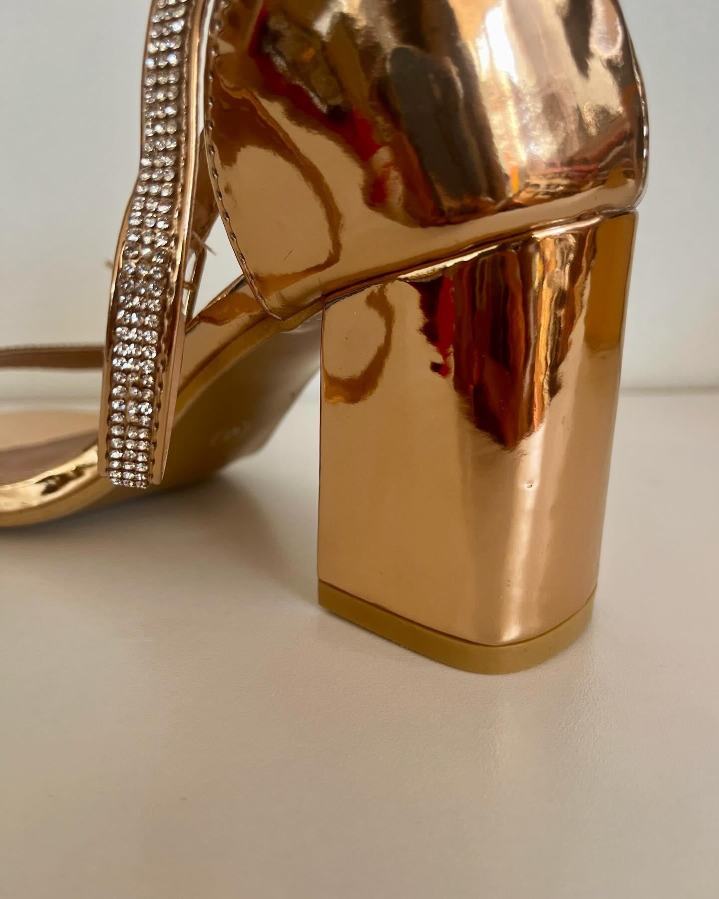 Rose gold block sandal