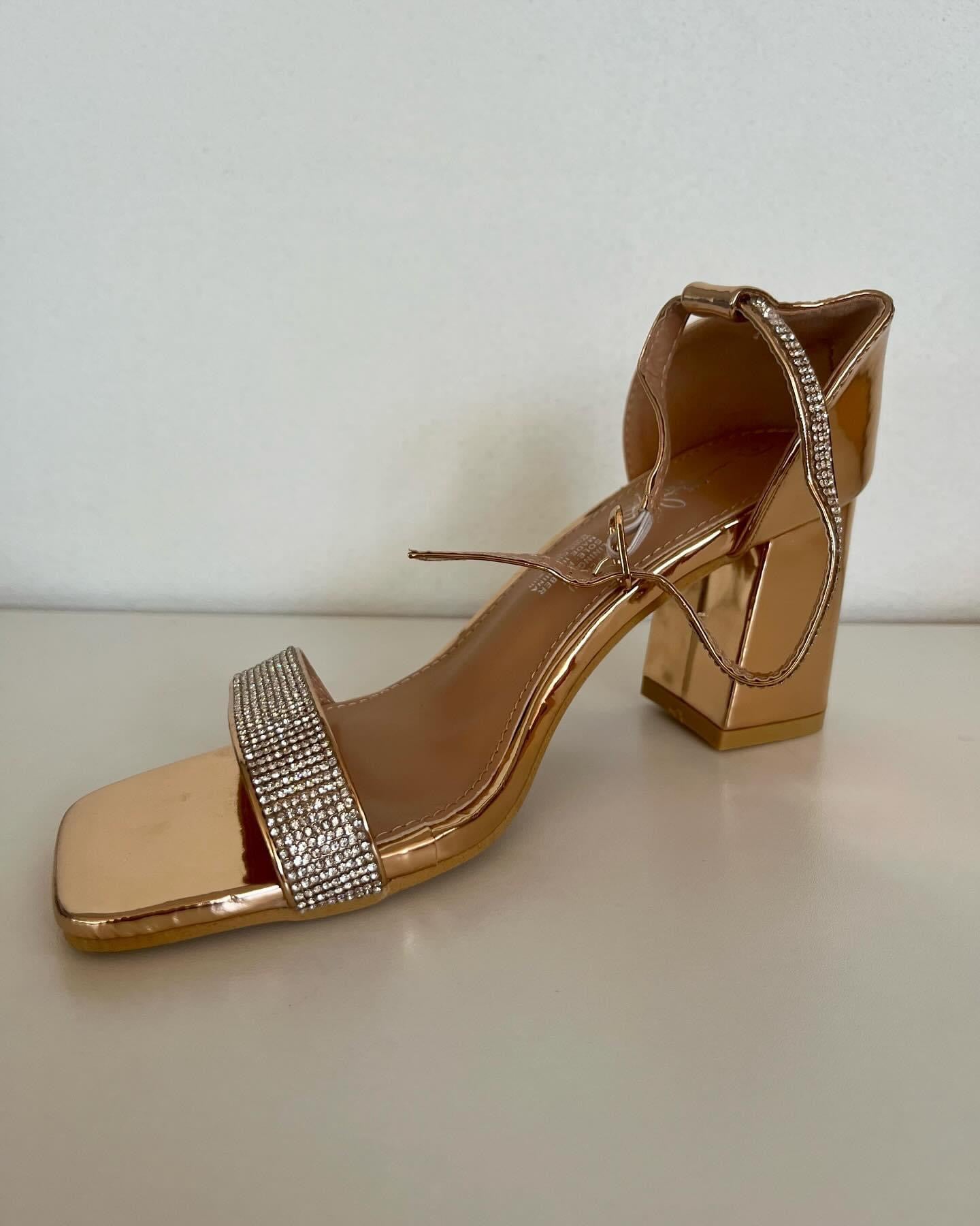 Rose gold block sandal