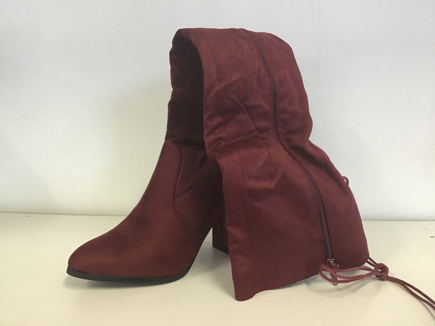 Maroon knee high boot