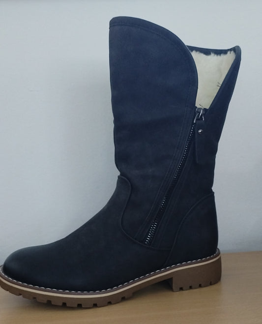 Black Fur Short Boot