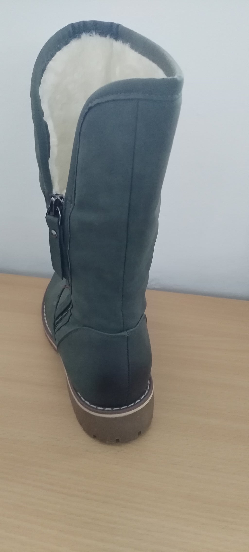 Olive Green Fur Short Boots