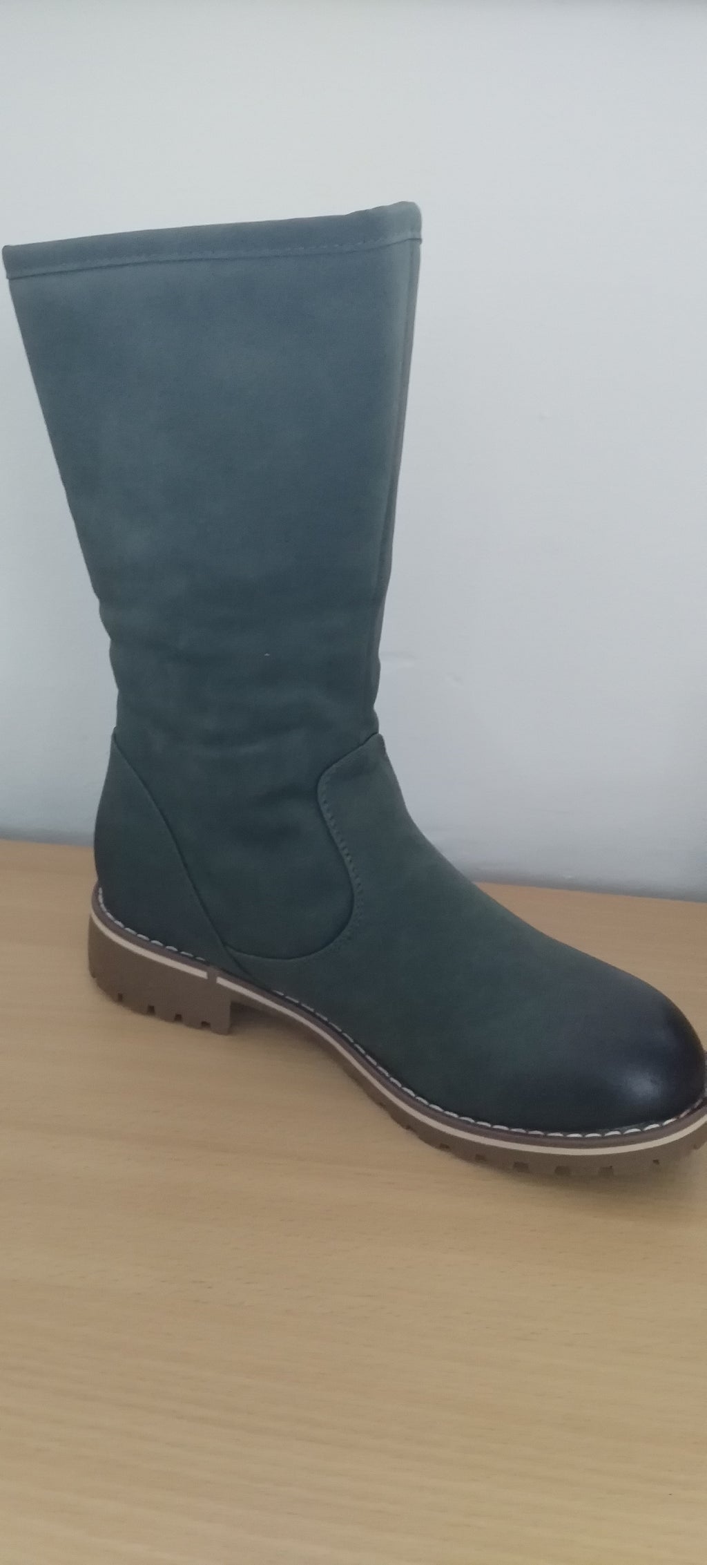 Olive Green Fur Short Boots