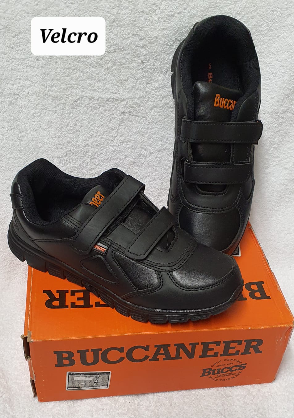 Black Youth Buccaneer Velcro Sneakers